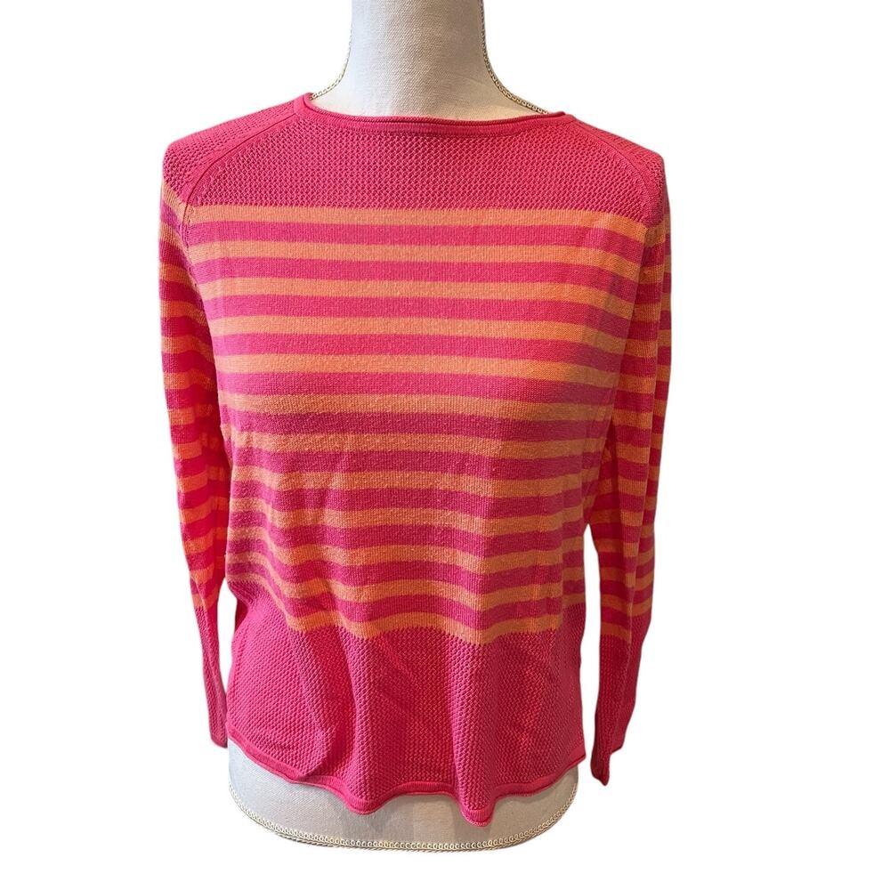525 America Striped Lightweight Sweater Pink & Peach Stripe S